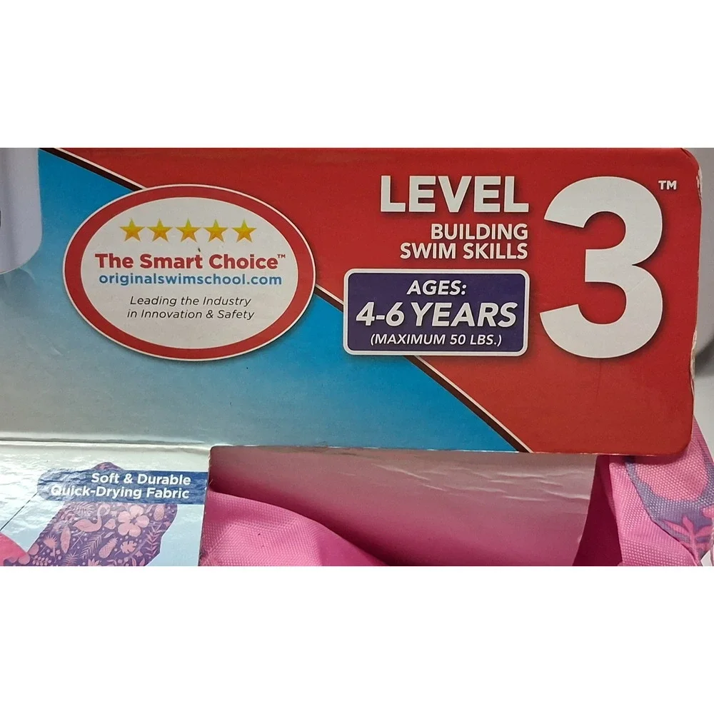 SwimSchool Ultra-Fit Tot Swimmer Float Level 3 Age 4-6 Years Pink 50LBS Max New